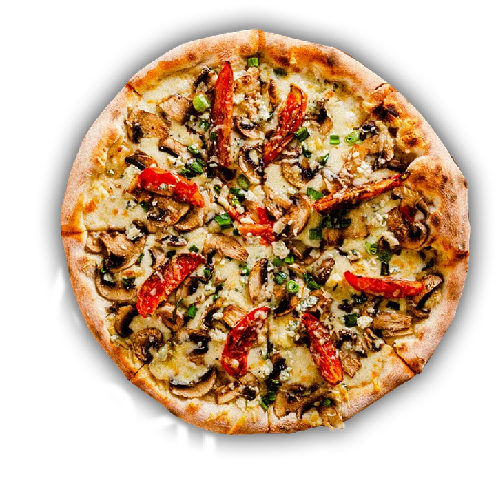 Una pizza Popular entera, vista desde arriba